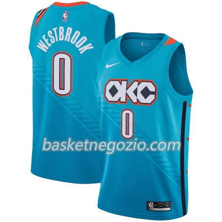 Canotte Uomo Oklahoma City Thunder Russell Westbrook 0 2018-19 Nike City Edition Blu Swingman